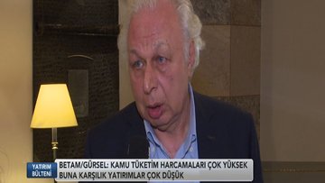 BETAM/Gürsel: Yatırımlar, yüksek kamu tüketim harcamalarının karşısında çok düşük