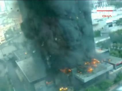 Polat Tower yangını amatör kamerada