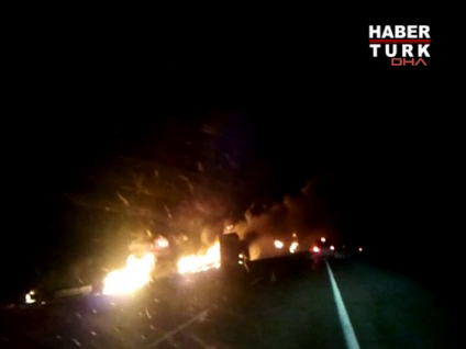 PKK'lılar 7 aracı ateşe verdi!