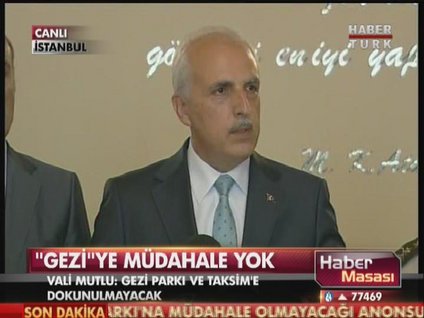 Vali Mutlu: Gezi Parkı'na yönelik bir müdahale olmayacak