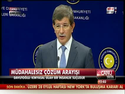 Dışişleri Bakanı Davutoğlu'ndan kimyasal açıklaması
