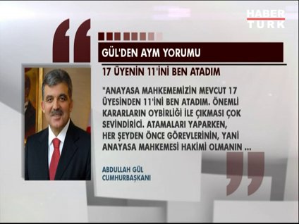 Cumhurbaşkanı Gül'den AYM yorumu