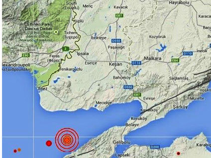 Çanakkale'de deprem meydana geldi