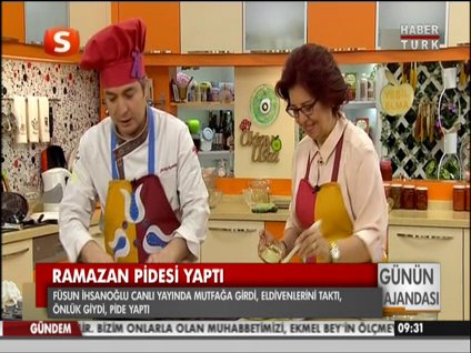 İhsanoğlu'nun eşi canlı yayında pide yaptı