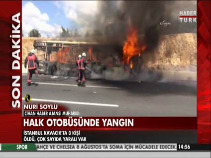 İstanbul'da halk otobüsünde yangın