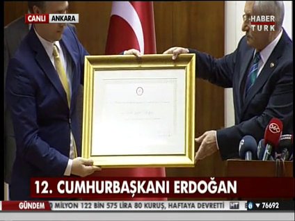 İşte Cumhurbaşkanı Erdoğan'ın mazbatası