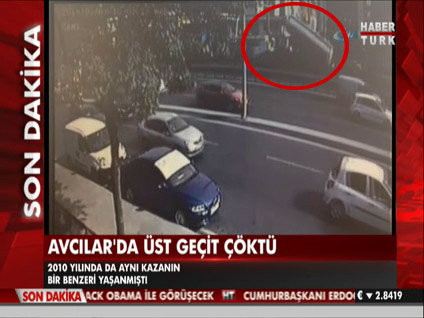 Üst geçite böyle çarptı