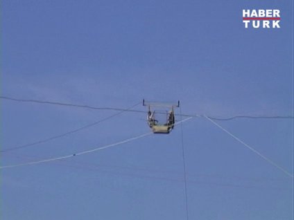 Teleferikte mahsur kaldılar!