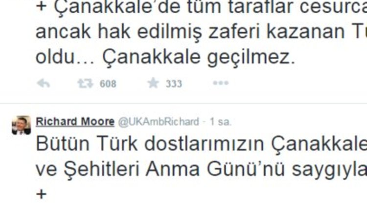 İngiliz Moore&#039;dan anlamlı Çanakkale mesajı