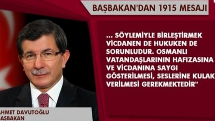 Başbakan Davutoğlu&#039;ndan 1915 mesajı