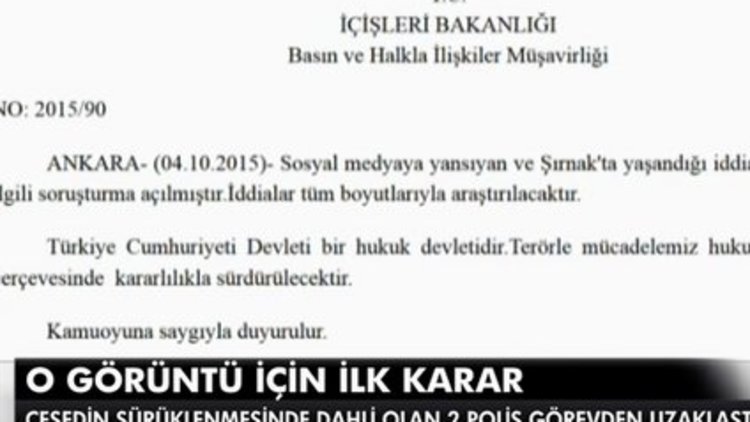 Ceset sürükleyen 2 polis görevden uzaklaştırıldı