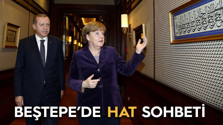 CUMHURBAŞKANI ERDOĞAN MERKEL'İ KABUL ETTİ