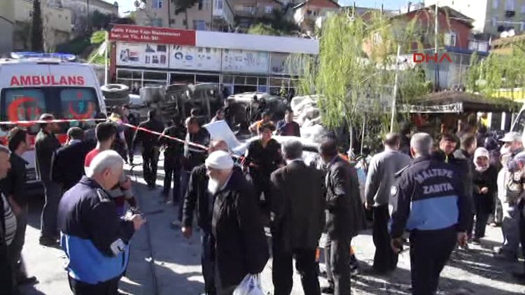 Ataşehir'de beton mikserinin freni patladı