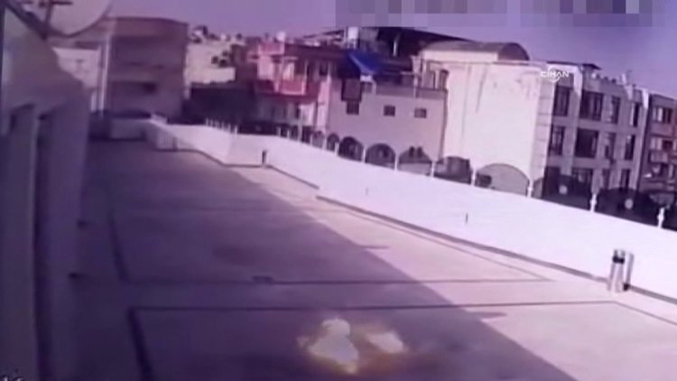 Otel terasına roketin düşme anı