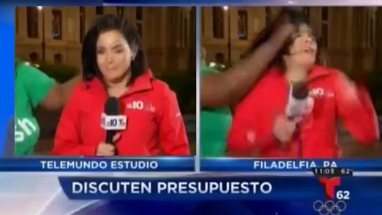 Kadın muhabire yayın sırasında saldırı