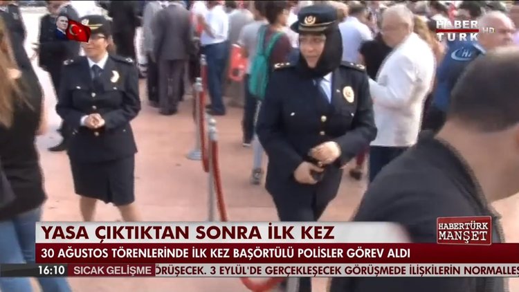 30 Ağustos Zafer Bayramı töreninde başörtülü polisler görev aldı