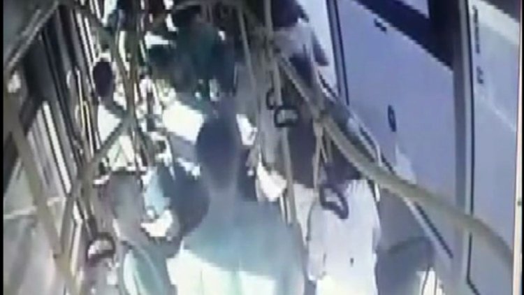 Genç hemşireye otobüste saldırı güvenlik kamerasında