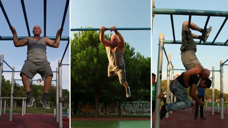 "Ninja dayı" spor tutkusuyla hayran bırakıyor