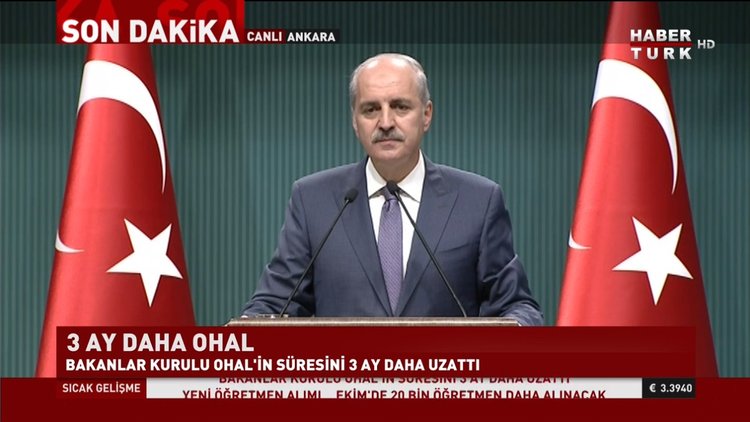 Bakanlar Kurulu, OHAL'i ikinci defa 90 gün süreyle uzattı