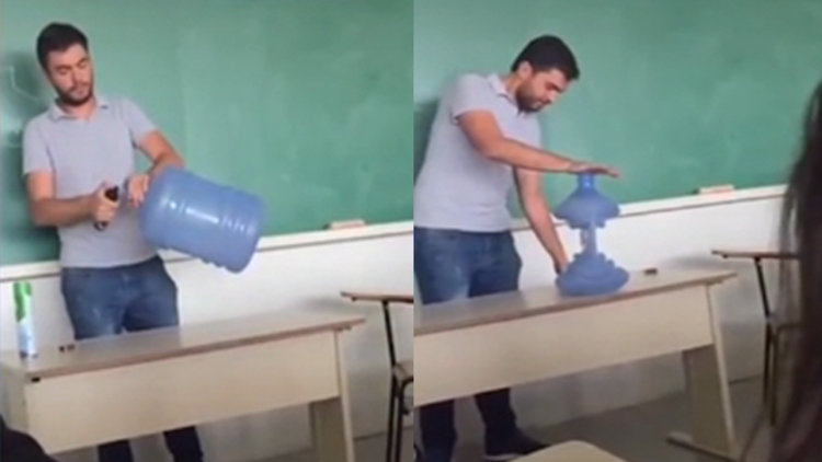 Çılgın öğretmenden damacana deneyi