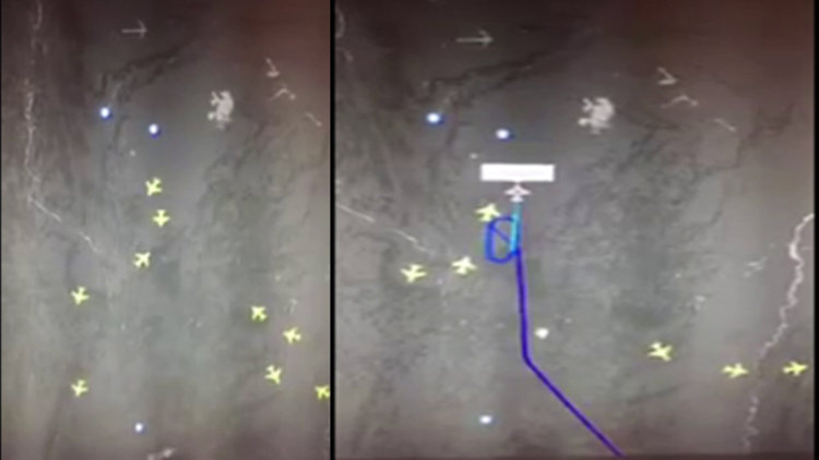 Düşen uçağın radar görüntüsü