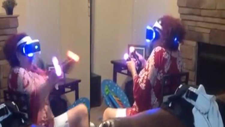 İlk kez sanal gözlük deneyen teyze