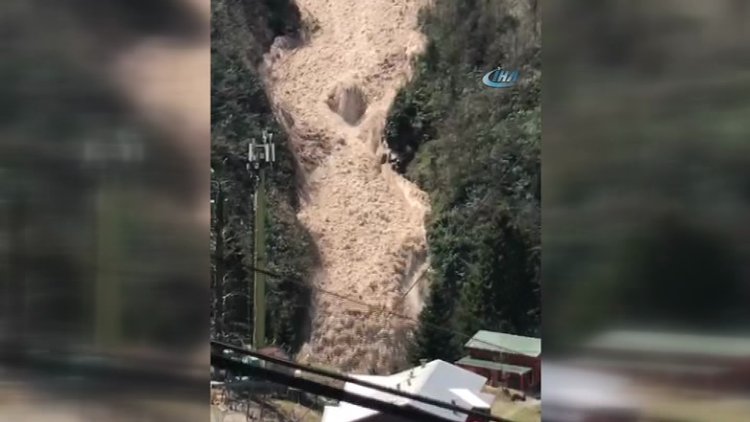 Ayder yaylasında çığ böyle düştü