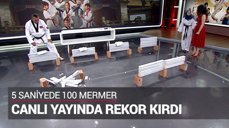 5 saniyede 100 mermeri kırdı