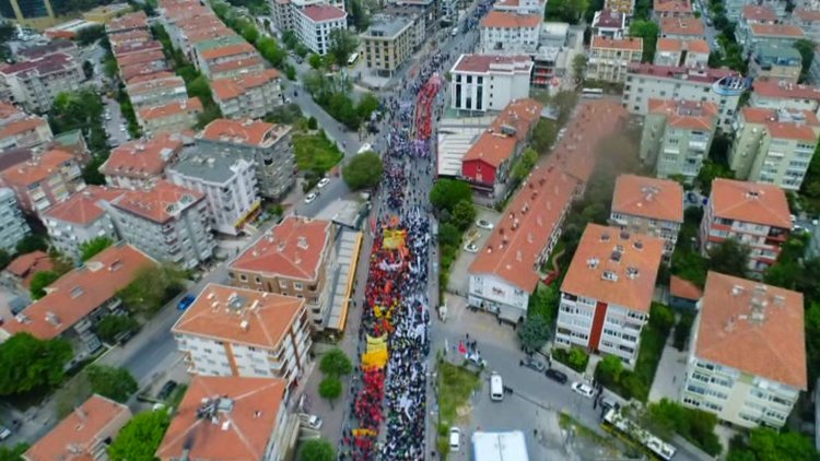 1 Mayıs kutlamaları havadan böyle görüntülendi