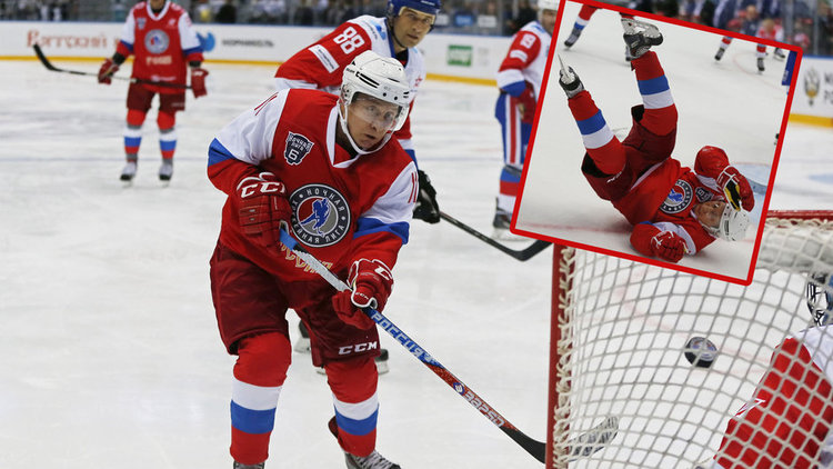 Putin buz hokeyi maçında düştü