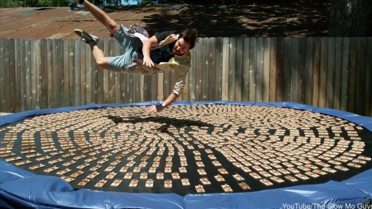 Çılgın gösteri! 1000 tane fare kapanı üzerine atladı