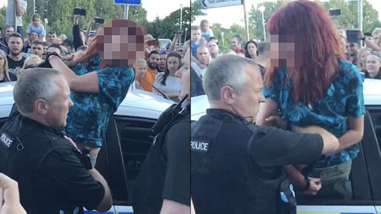 Kelepçeli kadın olay çıkardı