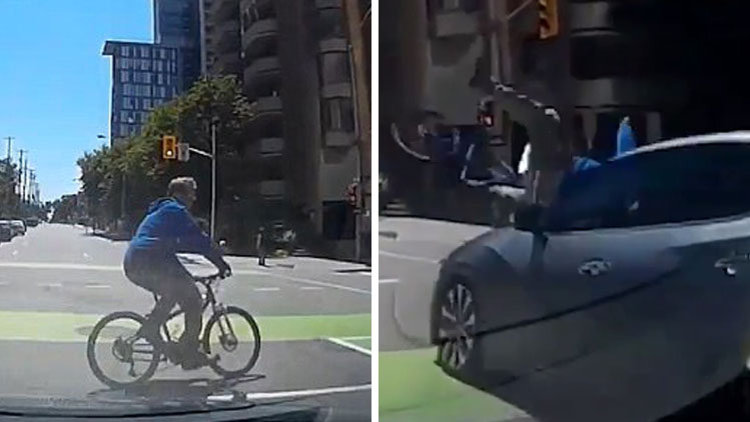 Bisikletli kırmızı ışıkta geçince... 