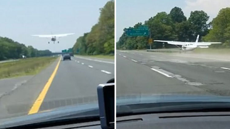 Uçak otoyola acil iniş yaptı