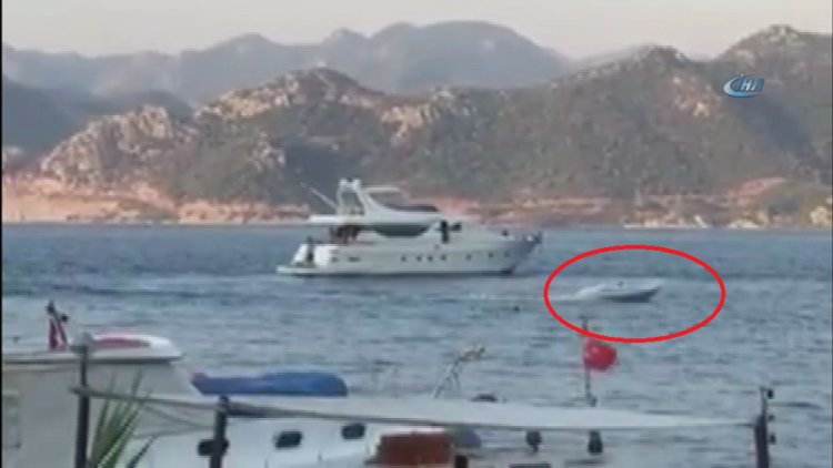 Kaptanı denize düşen bot sahilde korku dolu anlar yaşattı