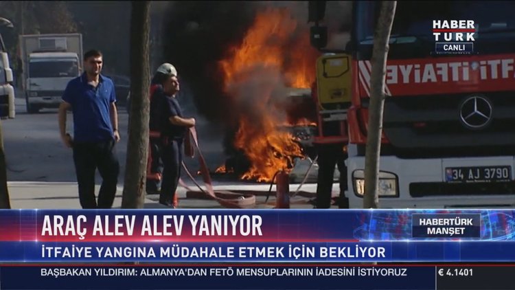 İstanbul Halkalı'da LPG'li bir araçta yangın çıktı