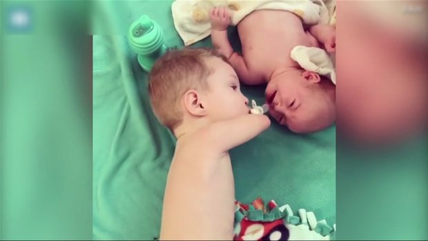 Birbirine Sarılıp Uyuyan Yeni Doğmuş Bebekler Birbirine Sarılıp Uyuyan Yeni Doğmuş Bebekler