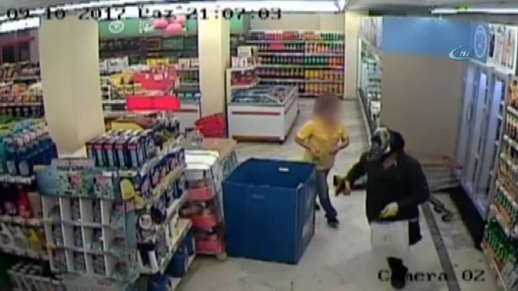 Kartal'da marketlere dadanan soyguncu güvenlik kamerasında