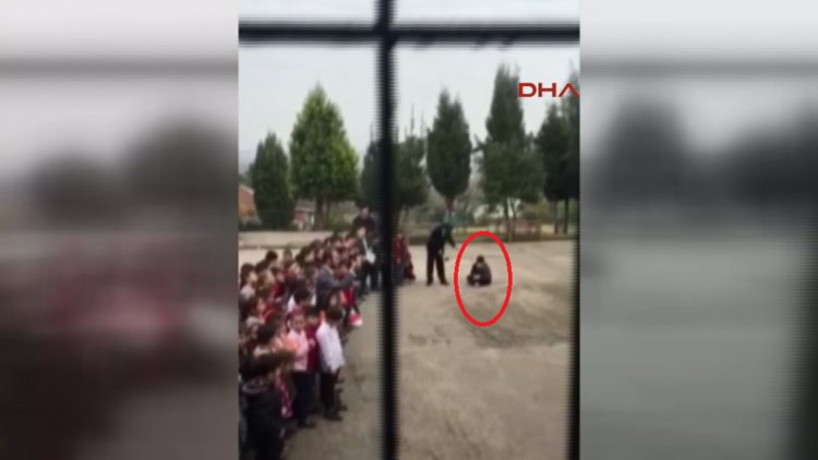 Öğretmenler Günü'nde ilkokul öğrencisini betona oturttu