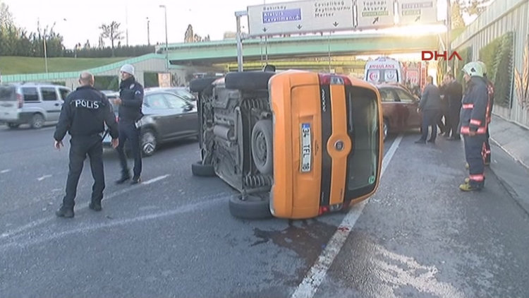 D-100 Karayolu Edirnekapı mevkiinde kaza! Bir araç takla attı