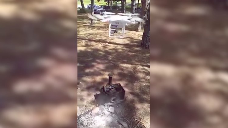 Drone'la mangal körükleyen piknikçiler