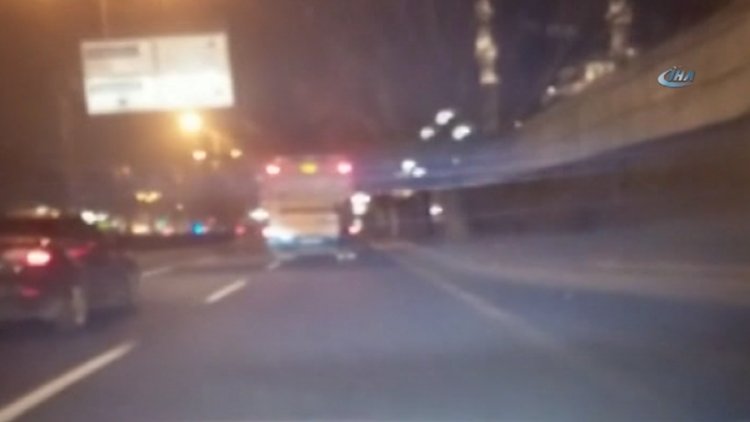 Otobüse tutunan patencinin tehlikeli yolculuğu