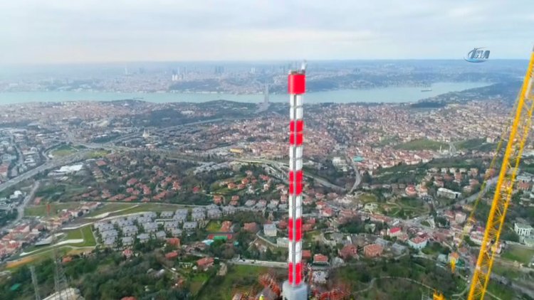 Çamlıca Kulesi'nde anten yükselmeye başladı