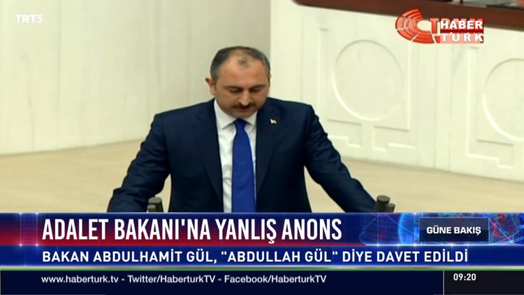 Adalet Bakanı'na yanlış anons