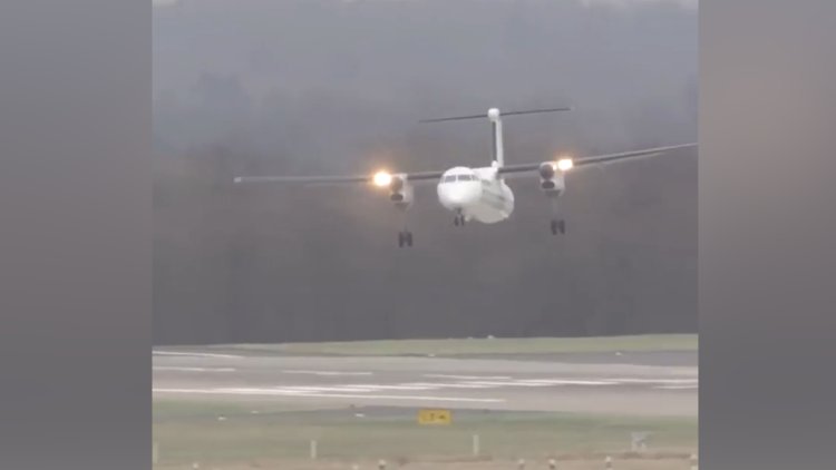 Dusseldorf havalimanında fırtına nedeniyle iniş sırasında güçlük çeken pilotlar