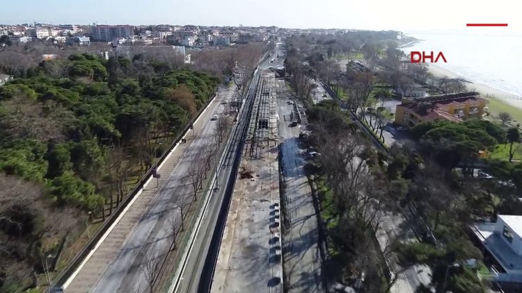Halkalı-Sirkeci tren hattındaki son durum havadan görüntülendi