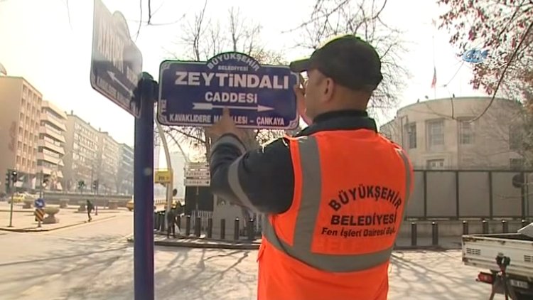 ABD Büyükelçiliği önündeki caddenin ismi Zeytin Dalı oldu