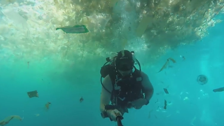 Bali adasında plastik çöp yığını