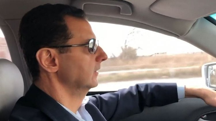 Beşar Esad Guta'ya arabayla gitti