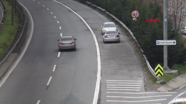 Emniyet şeridinde 'ters gitme' konvoyu